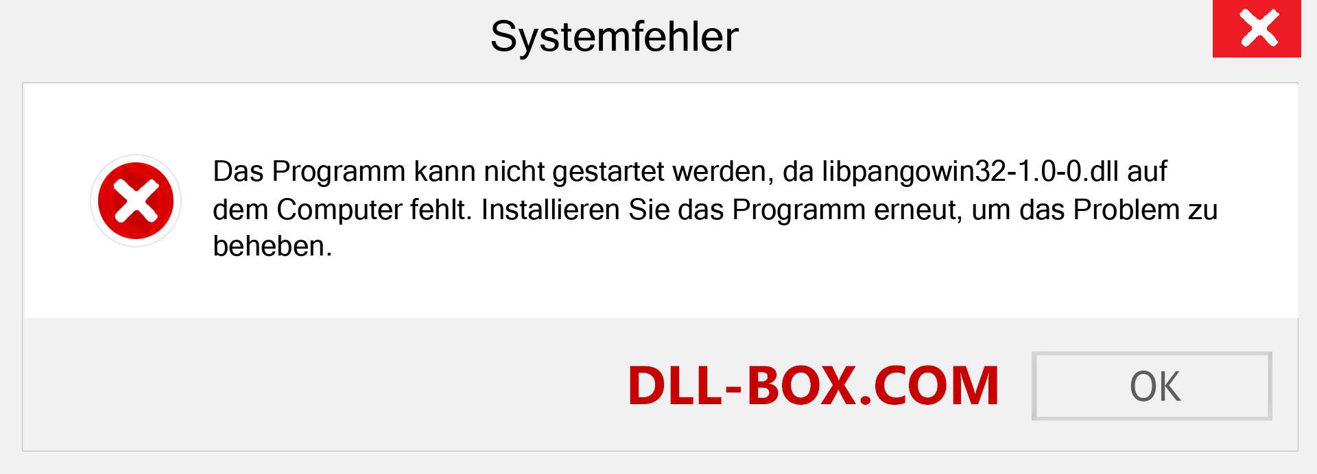 libpangowin32-1.0-0.dll-Datei fehlt?. Download für Windows 7, 8, 10 - Fix libpangowin32-1.0-0 dll Missing Error unter Windows, Fotos, Bildern